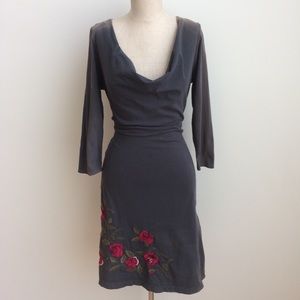 Gray Embroidered Mini Dress